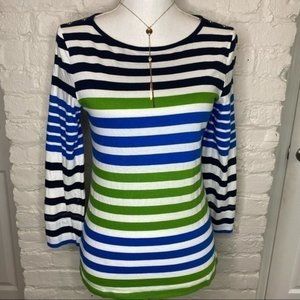 Anne Klein Striped 3/4 Sleeves Side Button Top S